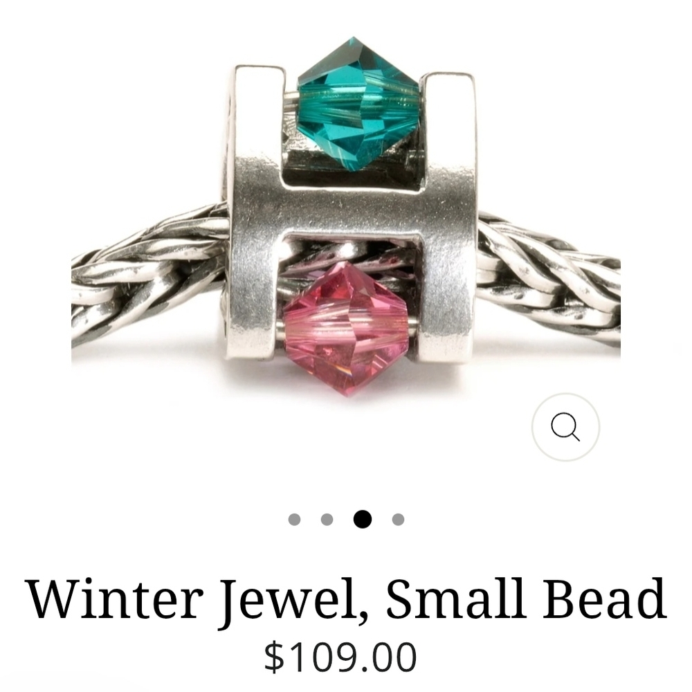 Trollbeads Silver Bead with Pink and Teal Crystals